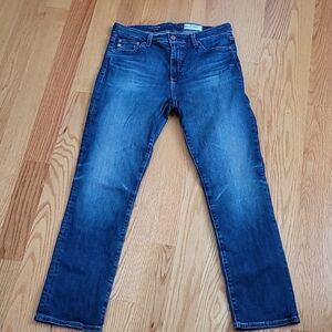 AG For Anthropologie Stevie Straight High Rise Deep Blue Straight Jeans